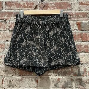 Alexis Black Floral Velvet Pull On Shorts Size XS